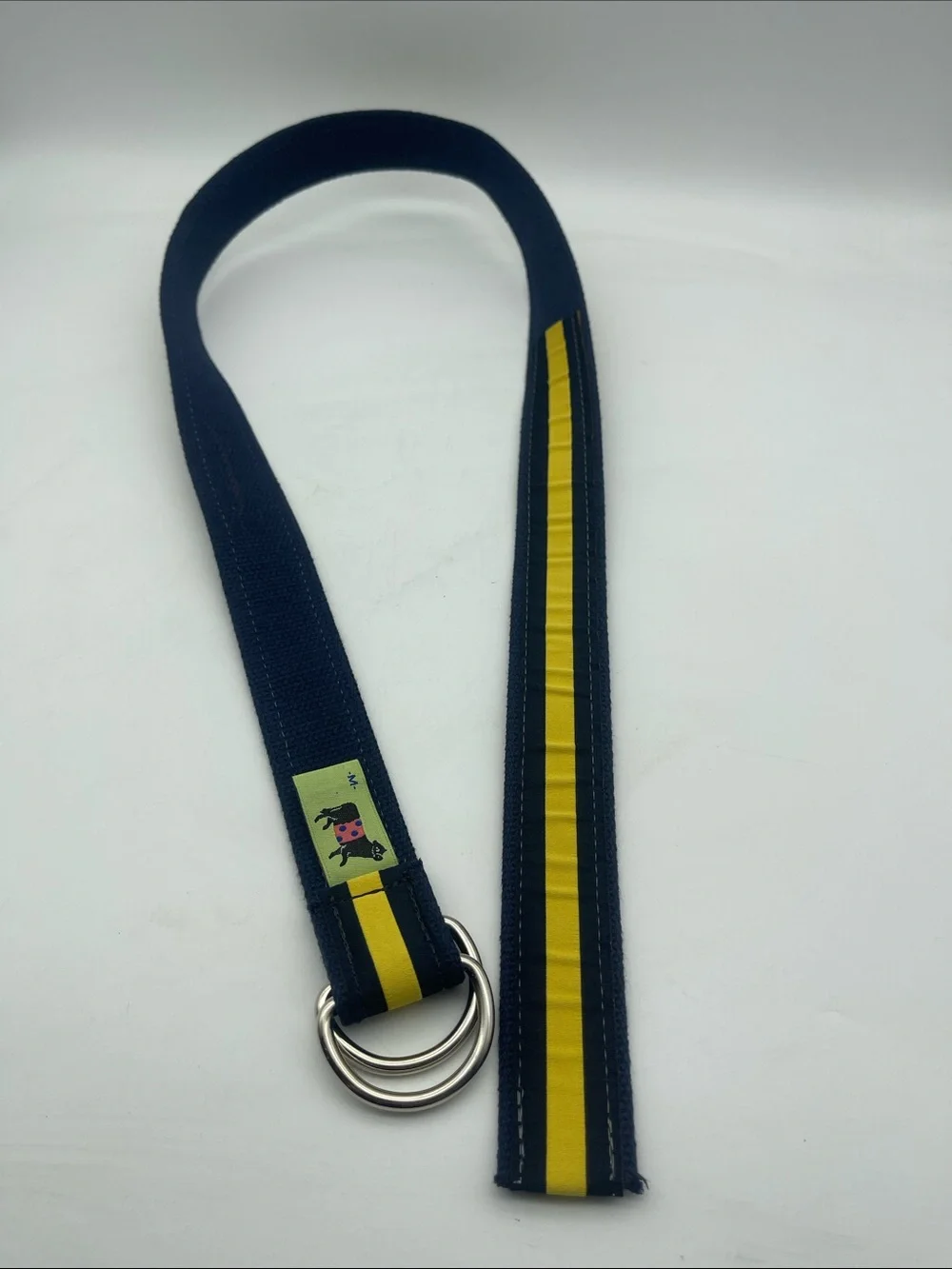 The Belted Cow Ribbon D-Ring Belt Classic Stripe Preppy Golf Nautical Boat Sz M